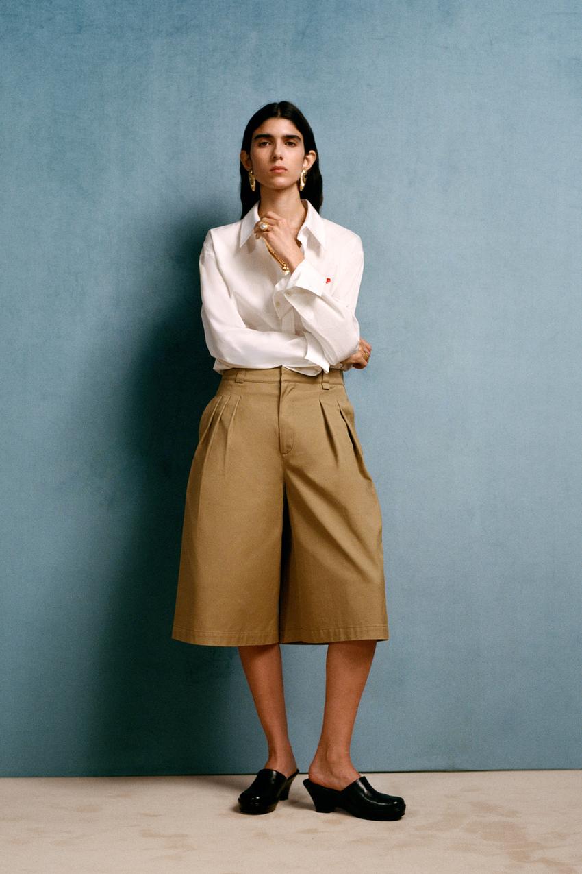 WILLY CHAVARRIA X ZARA LONG PLEATED SHORTS - taupe brown | ZARA United  States