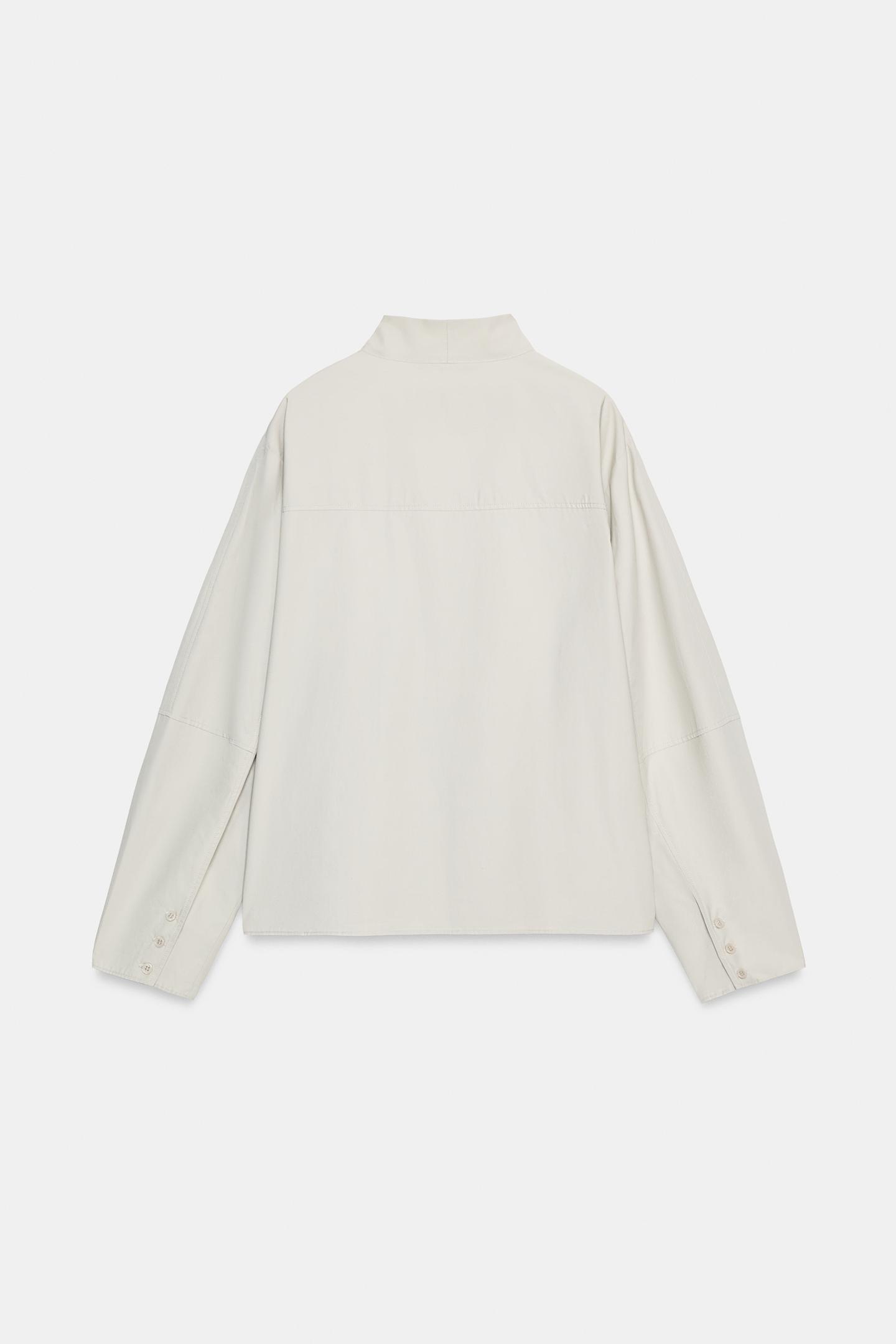 Женская рубашка Zara ZW Collection V-NECK, цвет: Серо-бежевый — фото 6