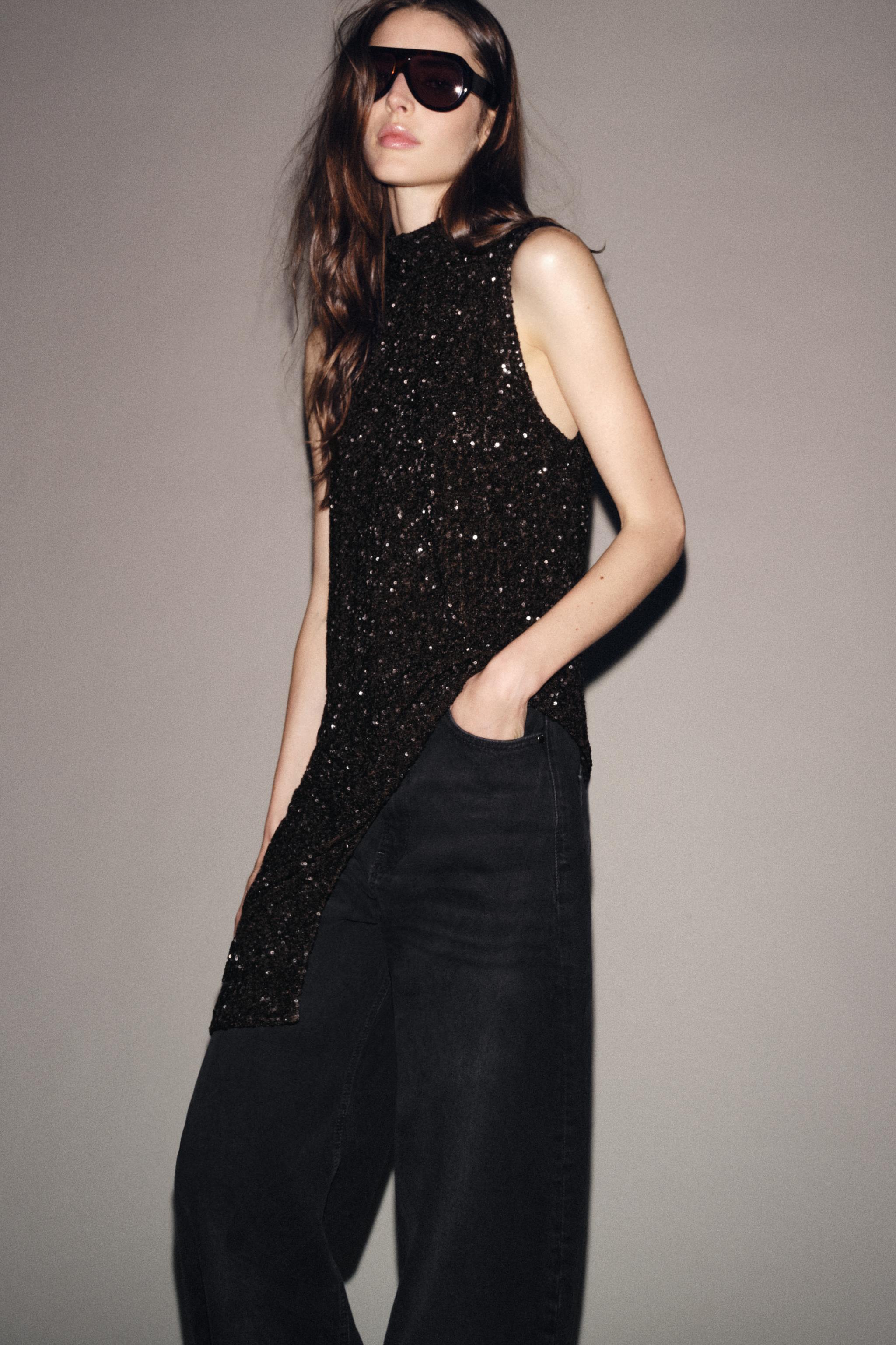 ZW COLLECTION ASYMMETRIC SEQUIN TOP
