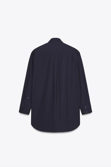 CHEMISE EN POPELINE AVEC ÉPAULETTES - Bleu marine de Zara - Image 7