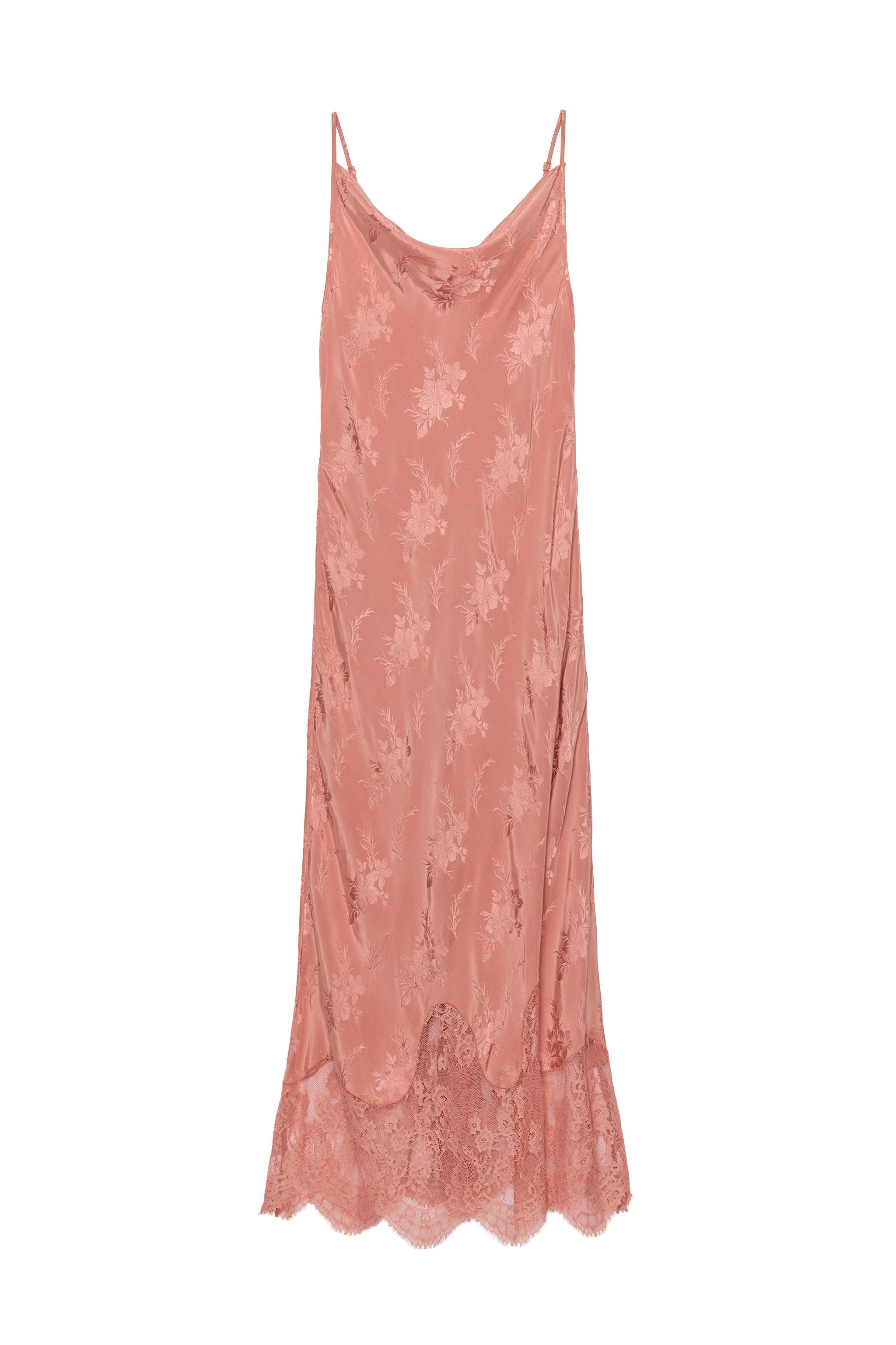 ZW COLLECTION JACQUARD LACE DRESS - Salmon | ZARA United Kingdom