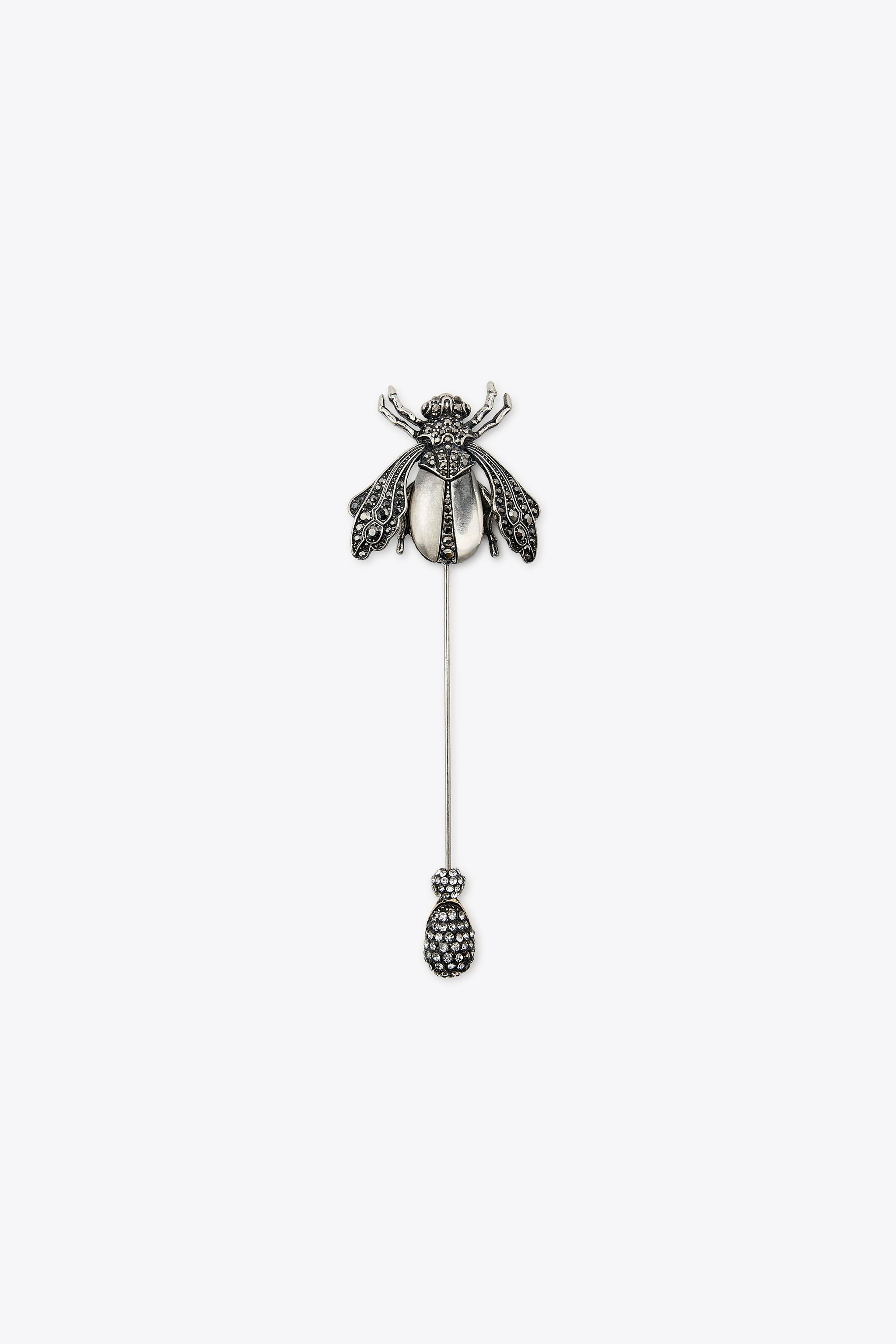 MAXI METALLIC BEE BROOCH WITH SPARKLES - Silver | ZARA Canada