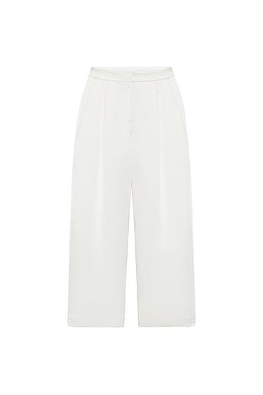 PANTALON BARREL SATINÉ - Écru de Zara