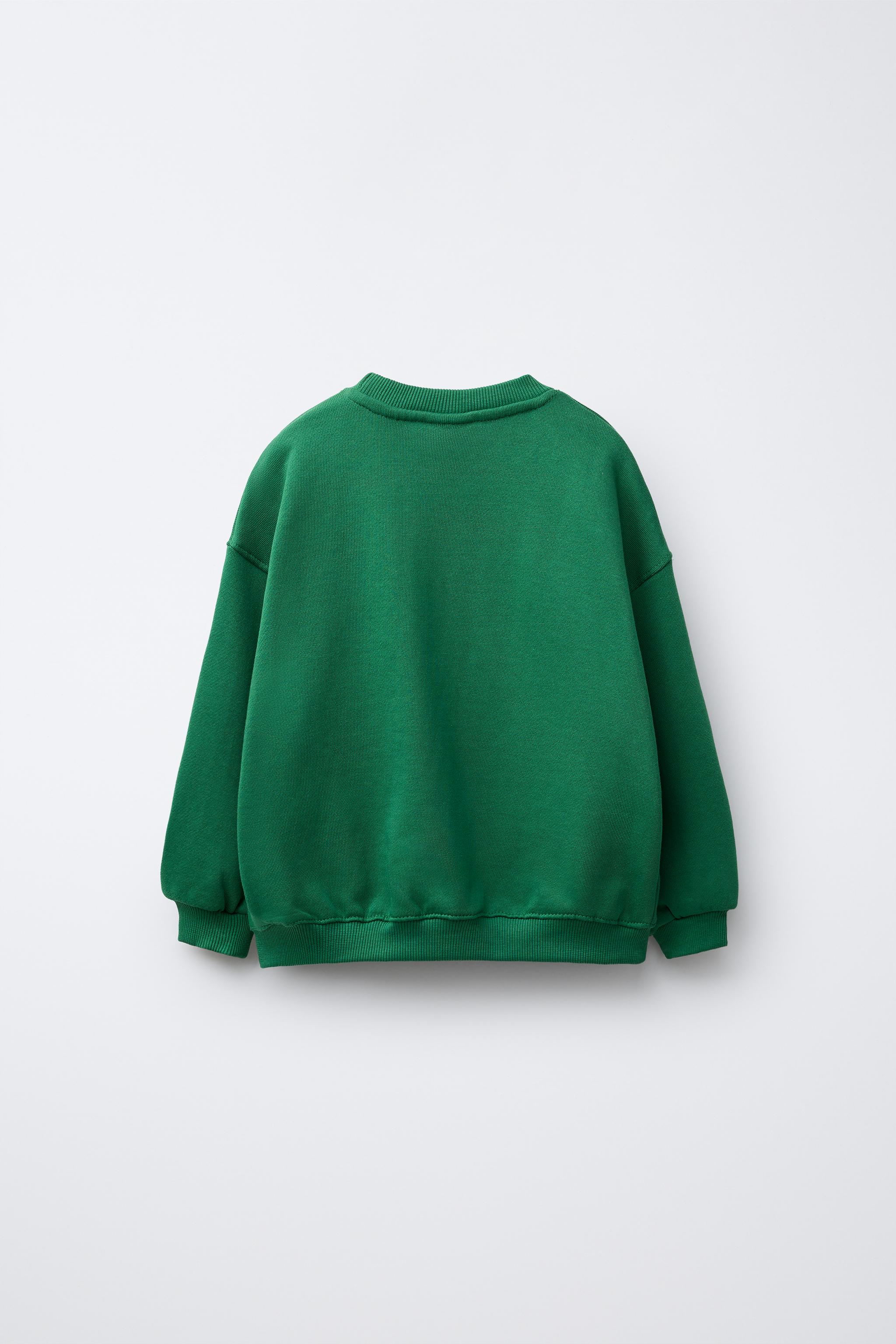 ★ドイツ発*ZARA*新作*ウォッシュドスウェット/GREEN★ LONDON テキスト スウェットシャツ - グリーン | ZARA Japan / 日本