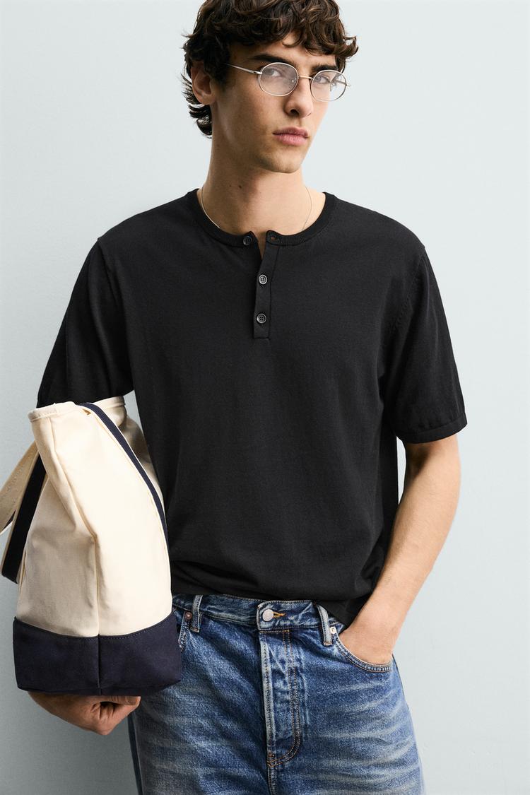 ZARA KNIT HENLEY T-SHIRT
