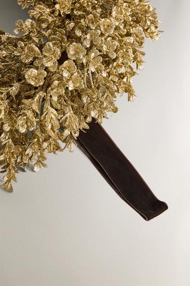 SPARKLY CHRISTMAS WREATH DECORATION - Gold by Zara - Image 3