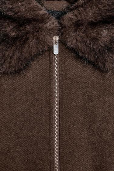 SOFT BOMBER JACKET WITH FAUX FUR COLLAR - Light brown by Zara - Image 9