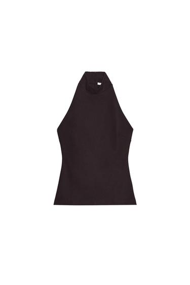 HALTER CREPE TOP - Chocolate by Zara