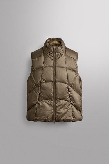ÁO GI LÊ KỸ THUẬT 80% LÔNG VŨ - 20% LÔNG THỦY CẦM - màu nâu/ trắng từ Zara