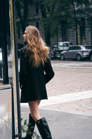 WOOL DOUBLE-BREASTED COAT - Black by Zara - Image 1