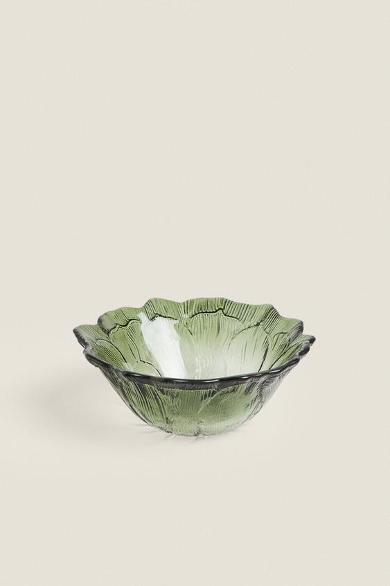 FLOWERSHAPED GLASS BOWL Green ZARA United States