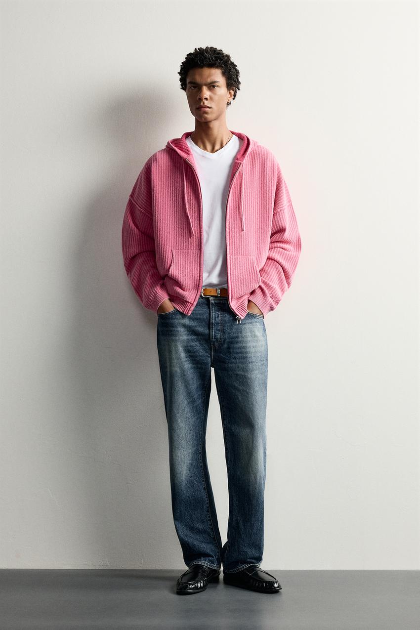 ニット ジップアップ フード - ピンク | ZARA Japan / 日本