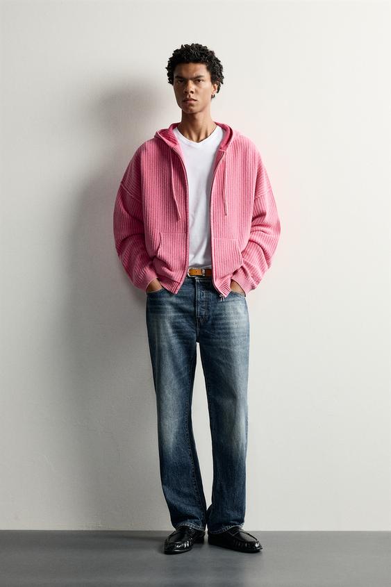 KNIT ZIP-UP HOODIE - Pink by Zara - Image 0