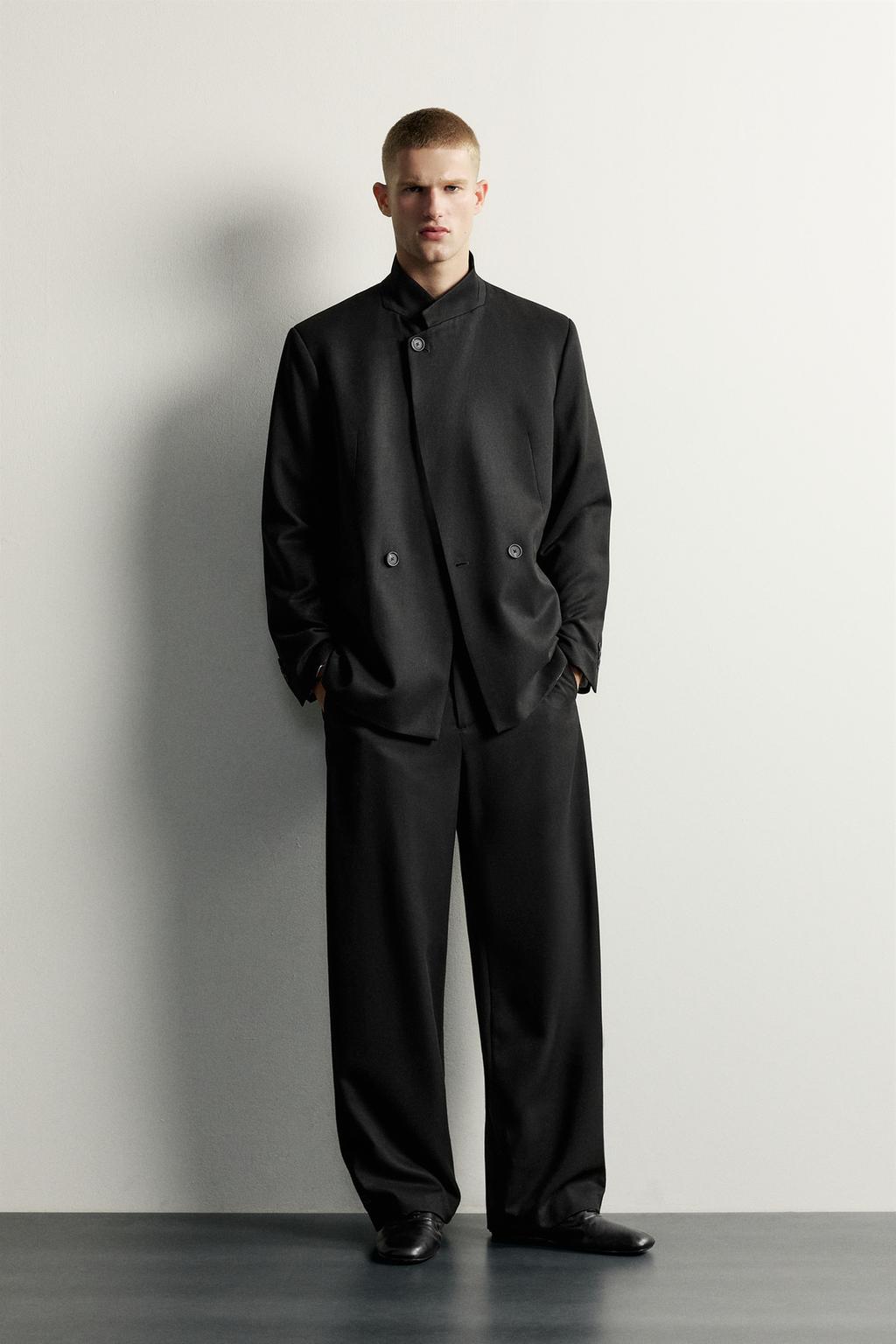 HIGH COLLAR RELAXED FIT SUIT BLAZER