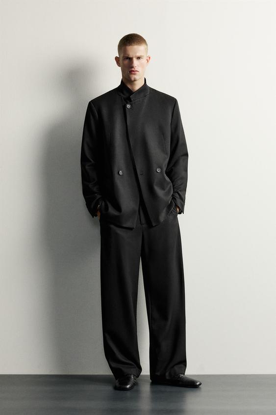 بليزر بدلة Relaxed Fit بياقة مرتفعة - أسود by Zara - Image 0