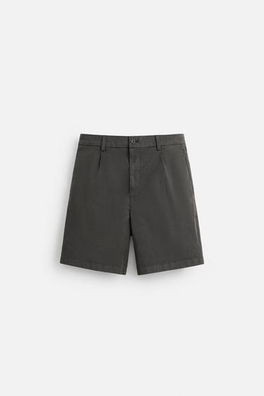 BERMUDA REGULAR FIT PLIEGUES - Marrón oscuro de Zara