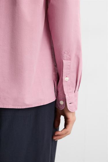 CHEMISE DÉLAVÉE EN COTON - Rose de Zara - Image 6