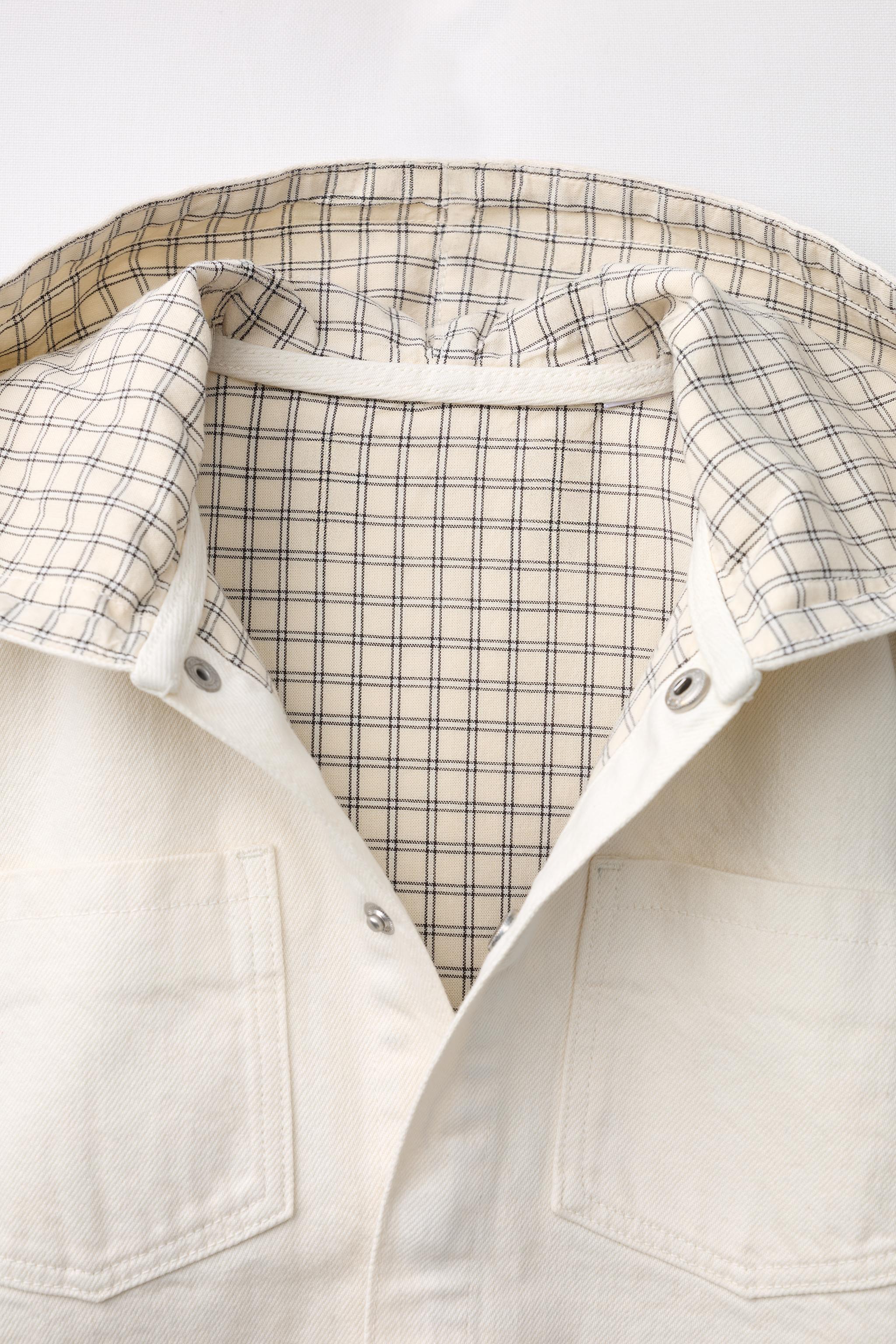 Zara PLAID LINED TWILL OVERSHIRT — фото 4