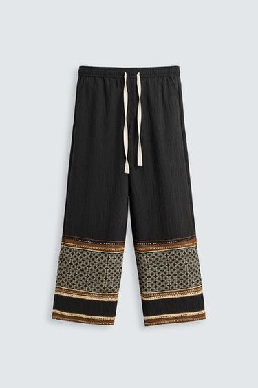 RELAXED FIT COLOUR BLOCK TROUSERS - Black by Zara