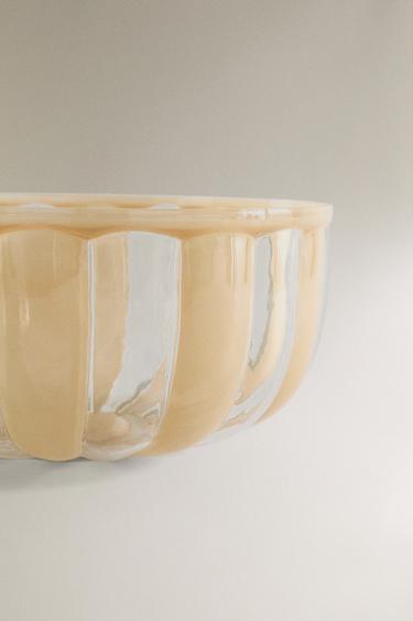STRIPED GLASS SALAD BOWL - Beige by Zara - Image 3