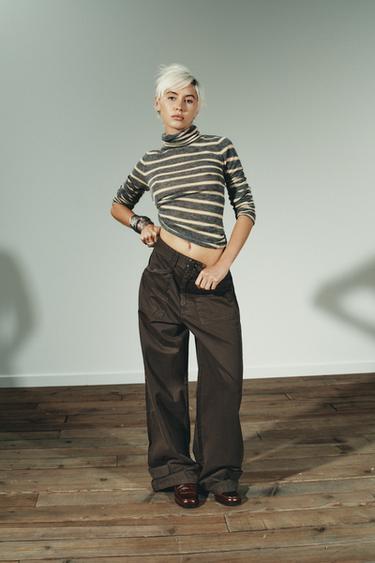 كنزة صوف مخططة رفيعة جداً - متعدد الألوان الخاص بـ Zara