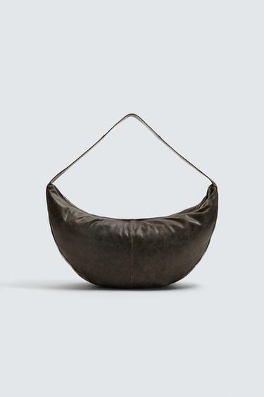 BOLSA DE COURO CRAQUELADA - Preto da Zara