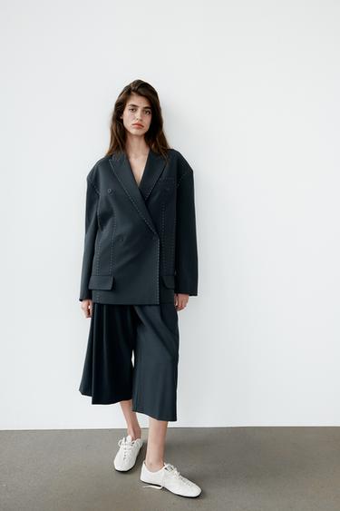 BERMUDA ANCHA PLIEGUES - Gris antracita de Zara