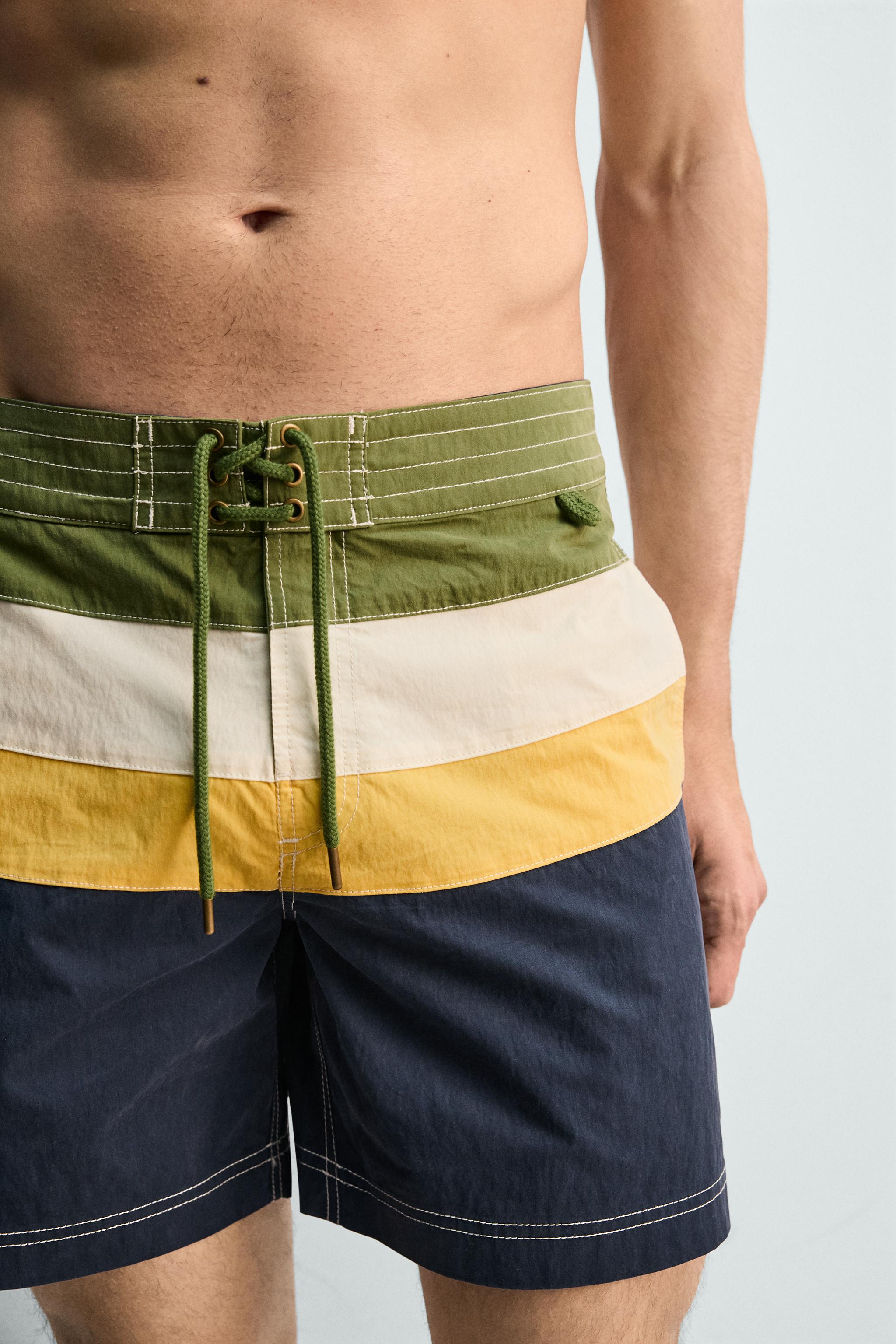 MAILLOT DE BAIN LONG À BANDES