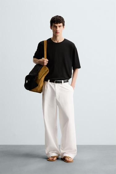 CONTRAST EMBROIDERY T-SHIRT - Black by Zara - Image 0