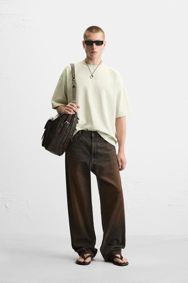 CAMISETA BOXY FIT LAVADA - Verde claro de Zara - Imagen 0