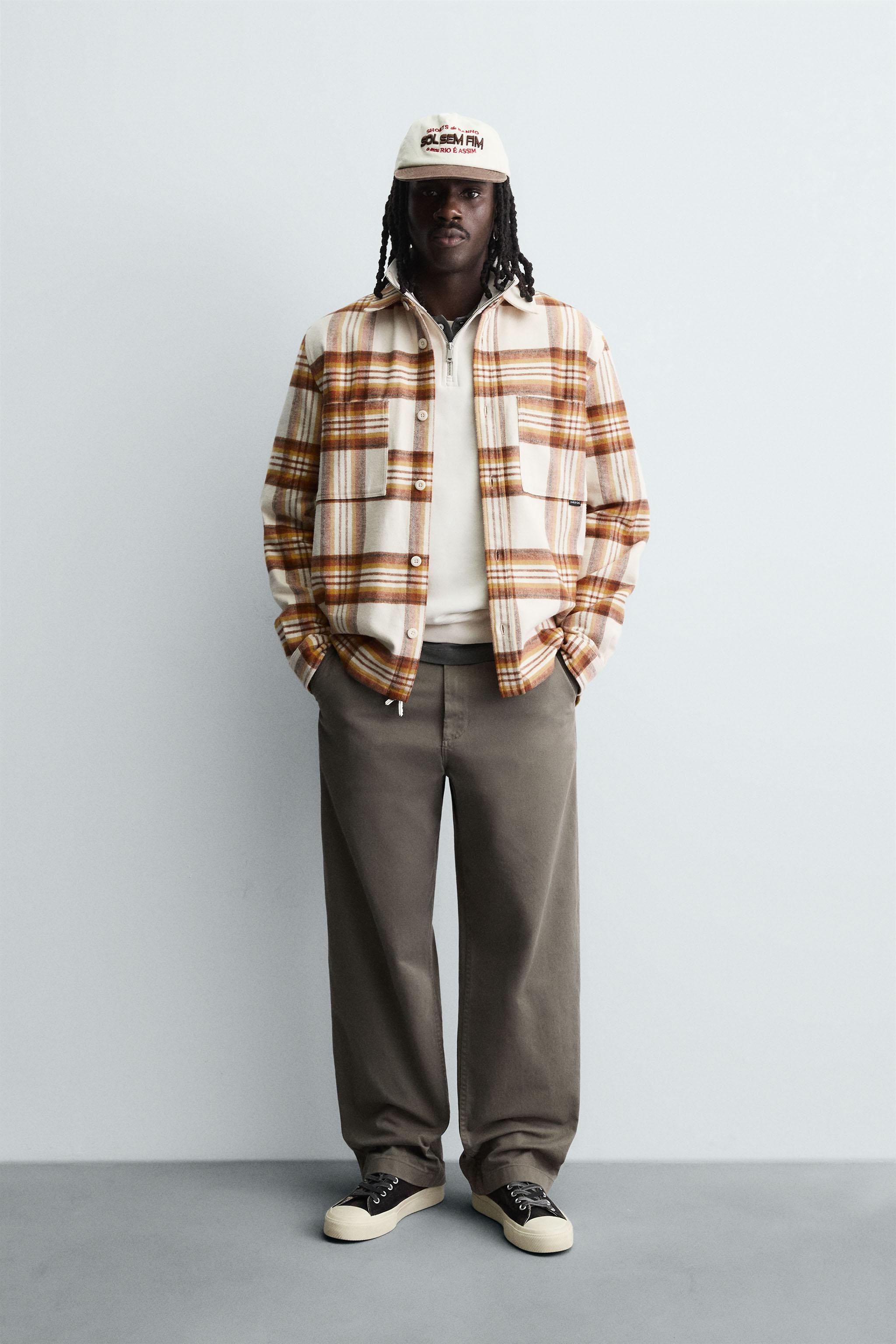 PLAID FLANNEL SHIRT - Blue / White | ZARA Canada