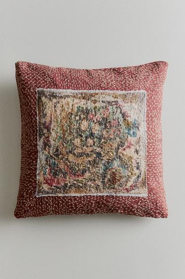 CUSHION COVER WITH APPLIQUÉ AND STITCHING - Brown by Zara - Image 4