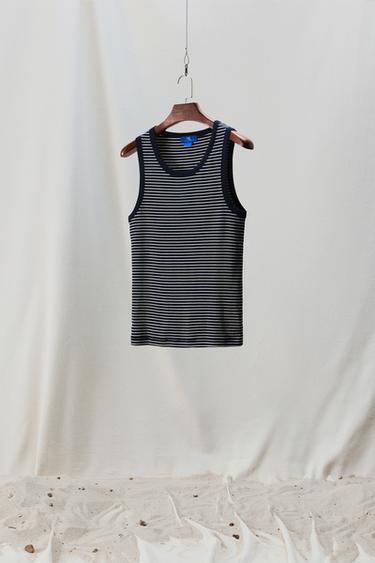 STRIPED JACQUARD TANK TOP X AARON LEVINE - Blue/White by Zara
