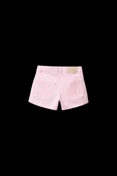 STRIPED DENIM BERMUDA SHORTS - Pink by Zara