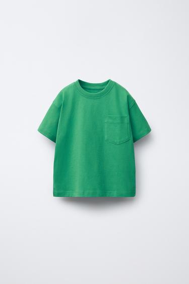 CAMISETA LISA BOLSILLO - Verde de Zara