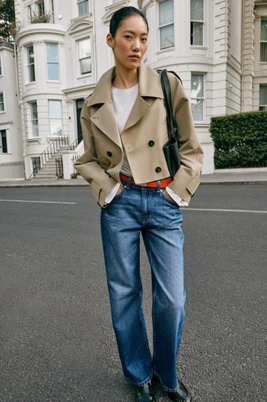 SHORT DOUBLE-BREASTED TRENCH JACKET - camel by Zara