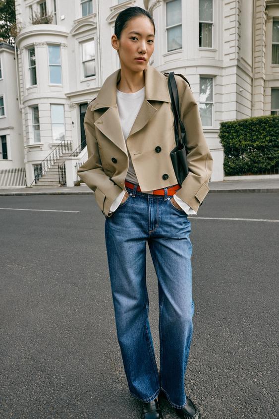 SHORT DOUBLE-BREASTED TRENCH JACKET - camel by Zara - Image 0
