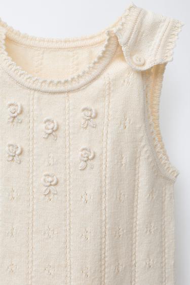 SALOPETTE EN MAILLE AJOURÉE ET BRODÉE - Écru de Zara - Image 2