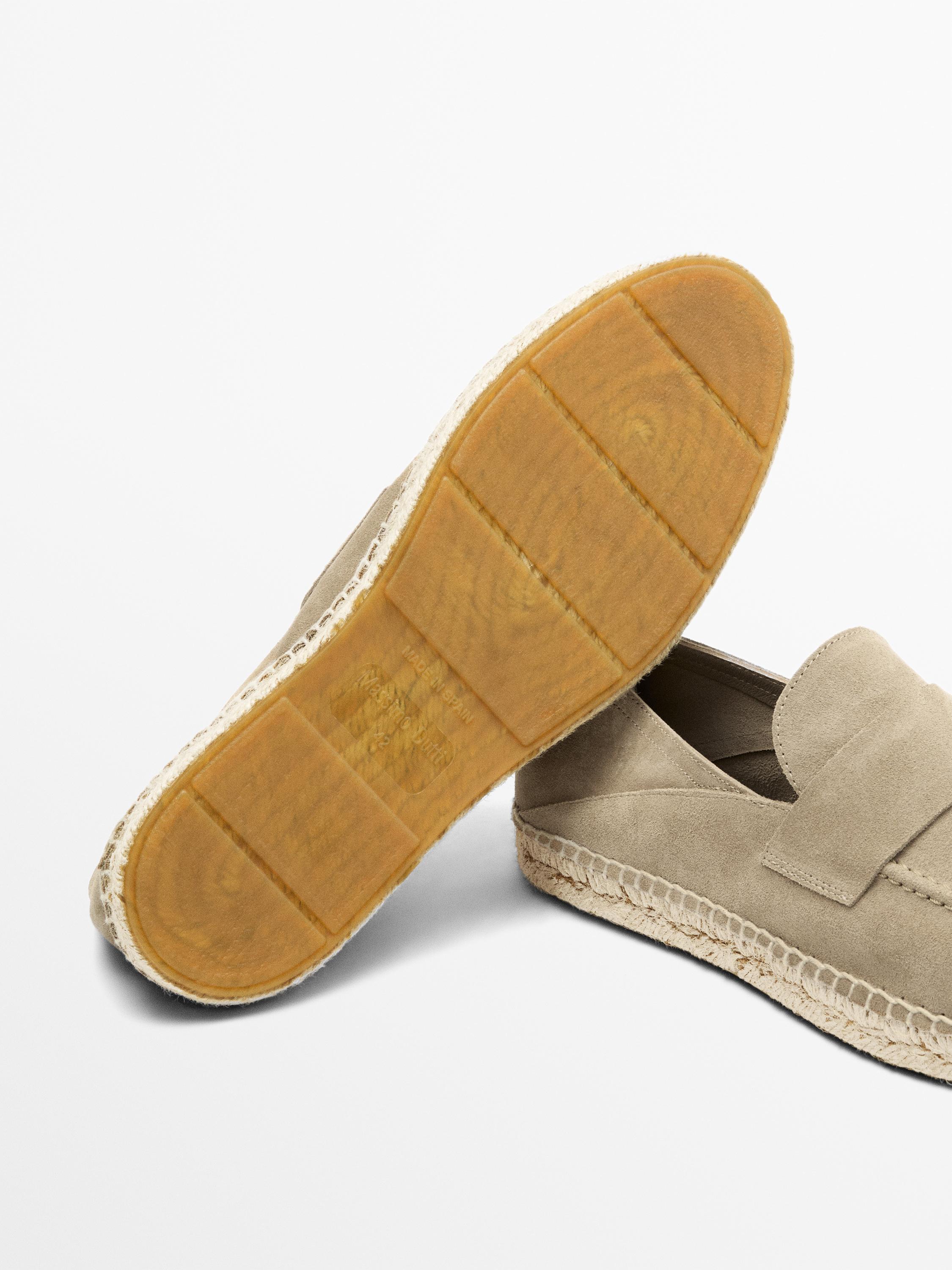 Split suede leather espadrille with piece