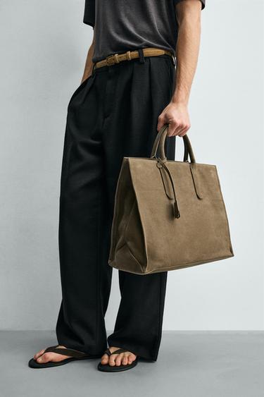 КОЖАНАЯ СУМКА — Серо-коричневый от Zara — изображение 0