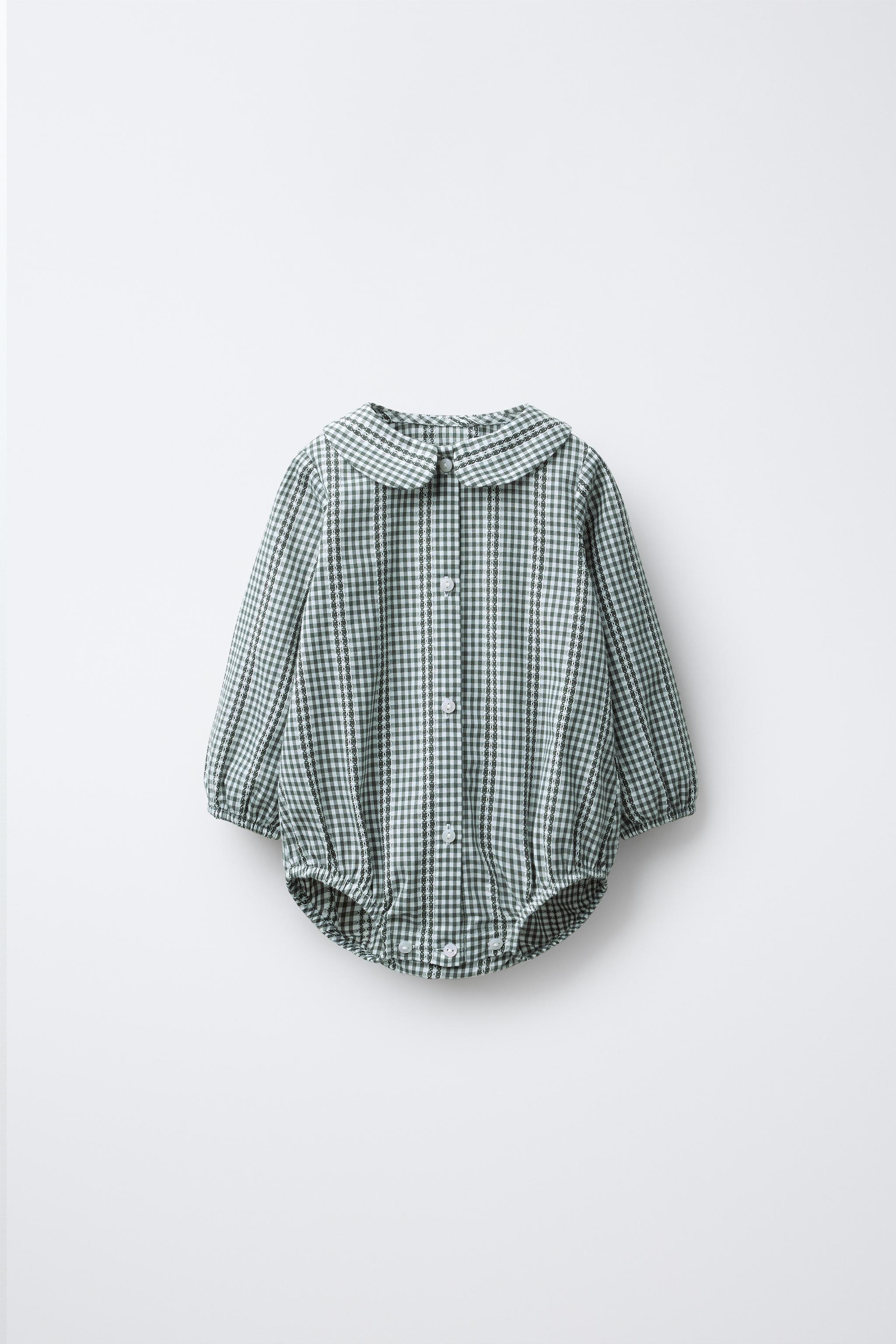 GINGHAM BODYSUIT - Greenish | ZARA Canada