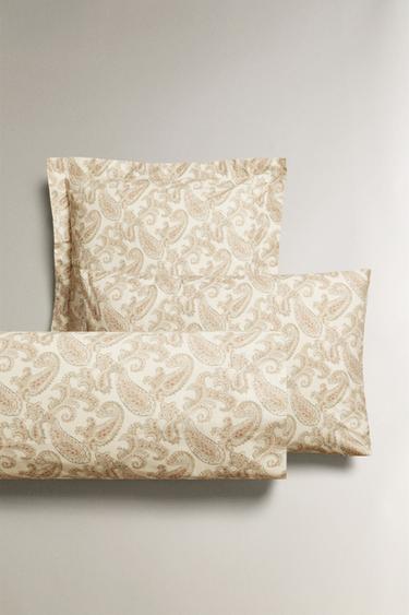 PAISLEY PRINT PILLOWCASE - Ecru by Zara - Image 0