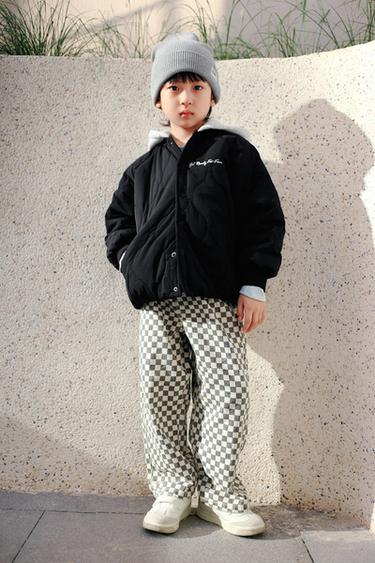 Zara 斜紋布棋盤格紋垮褲 - 裸色 / 棕色