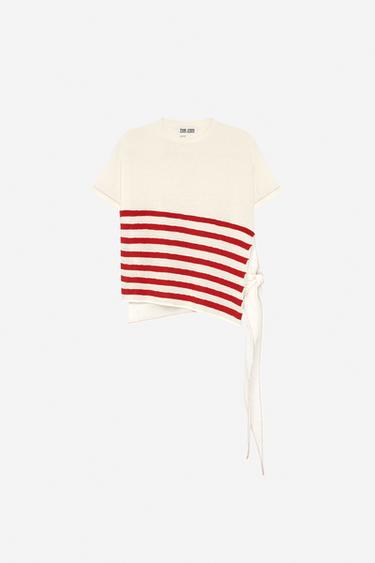 ASYMMETRIC STRIPED KNIT TOP - THE ITEM ZARA WOMAN - White / Red by Zara - Image 7