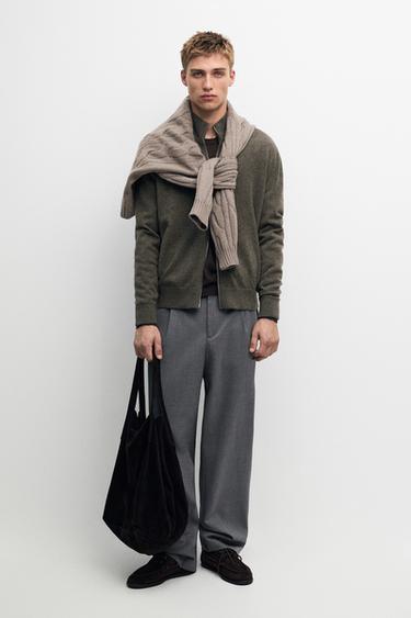 Cardigan 100 % cachemire à fermeture Éclair - Verdâtre de Zara