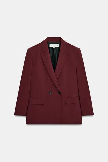 ДВУБОРТНЫЙ БЛЕЙЗЕР ОВЕРСАЙЗ — ГРАНАТОВЫЙ от Zara