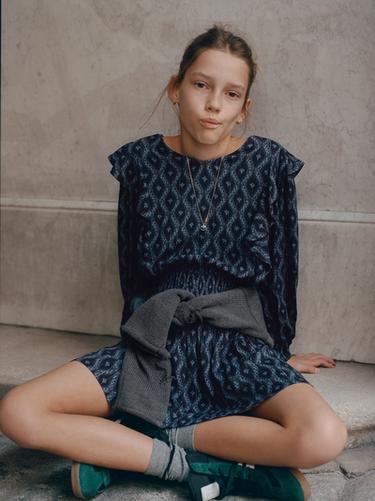 VESTIDO ESTAMPADO IKAT - Azul de Zara