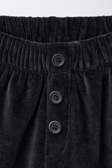 PANTALON BAGGY EN VELOURS - Noir de Zara - Image 2