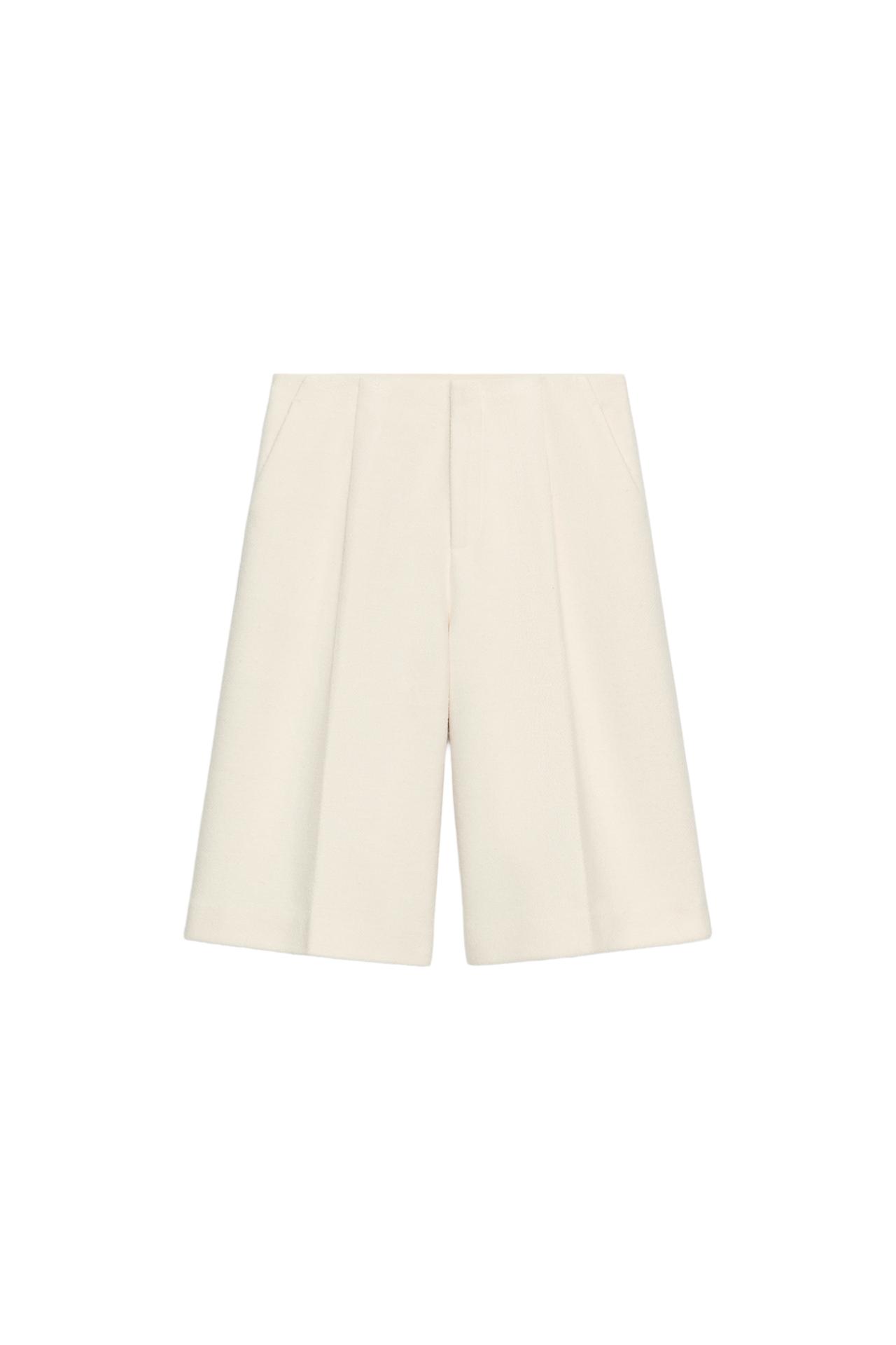 WOOL-BLEND BERMUDA SHORTS — Ecru