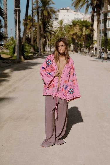 EMBROIDERED KAFTAN - Pink by Zara